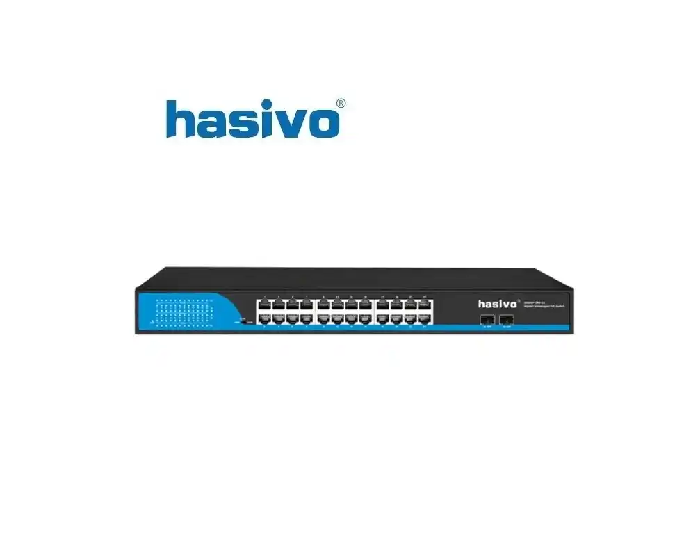 Svič 10/100/1000 24 port Hasivo S5800P-24G-2S-400W PoE++ + 2 SFP 802.3af/at/bt port VLAN isolation