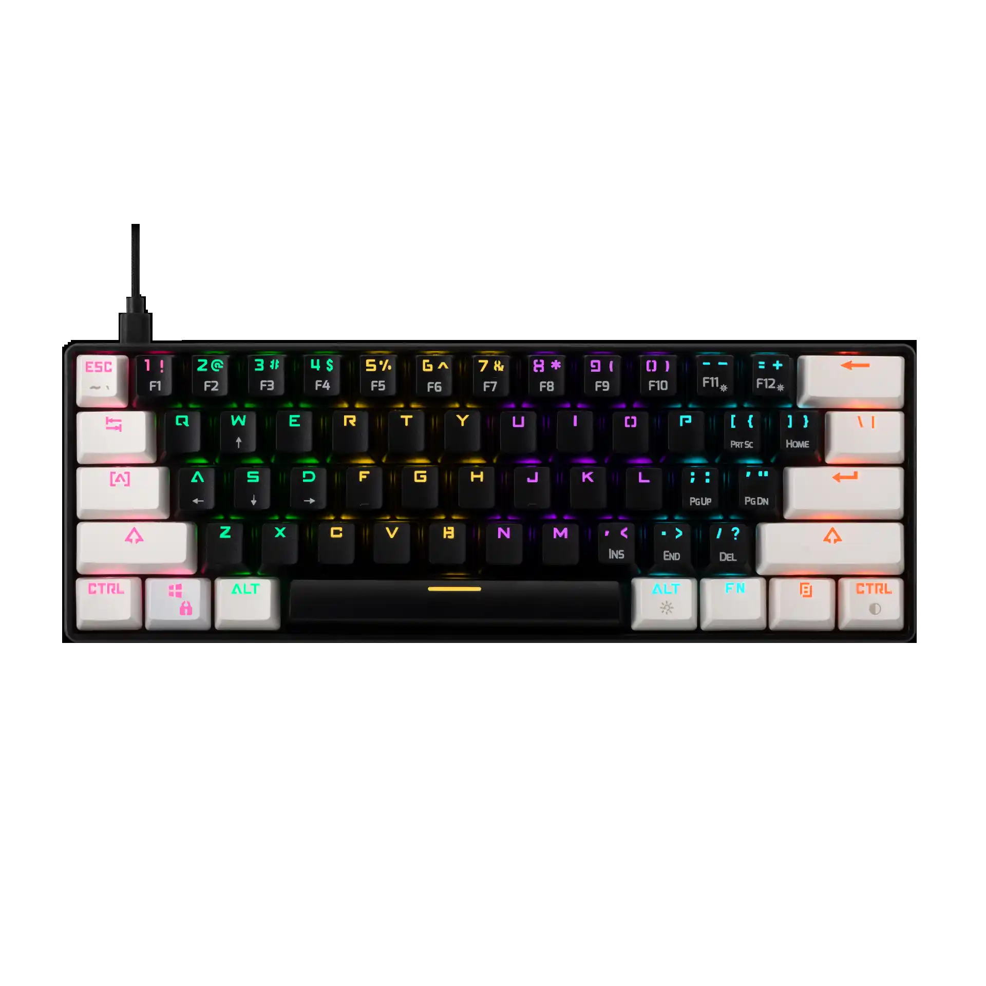 Tastatura Gamdias Aura GK2 Mehanička 60% RGB crno/bela