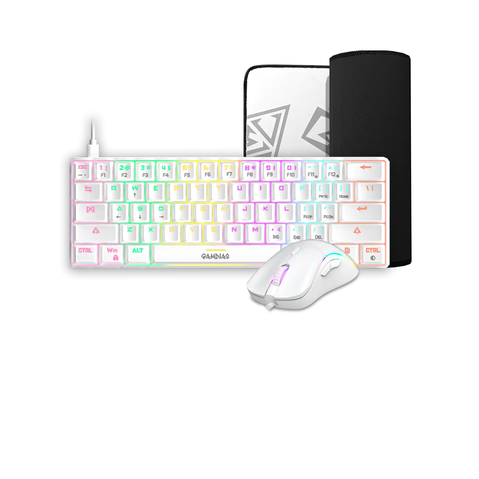 Tastatura + miš + podloga Gamdias Hermes E4 bela