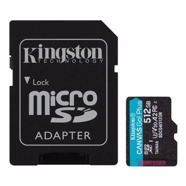 Micro SD Card 512GB Kingston+SD adapter SDCG4/512GB - 200/160 MB/s