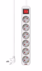 Produžni kabl sa prekidačem 6 utičnice 1.4m Max MPS-106S-1.4M Beli