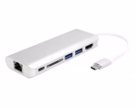 Adapter konvertor TIP C na 2xUSB 3.0+TIP C+RJ45
