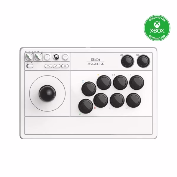Bežični Arcade gamepad 8BitDo Arcade stick Xbox/Windows/Mapping/Mode Switch/AUX/White