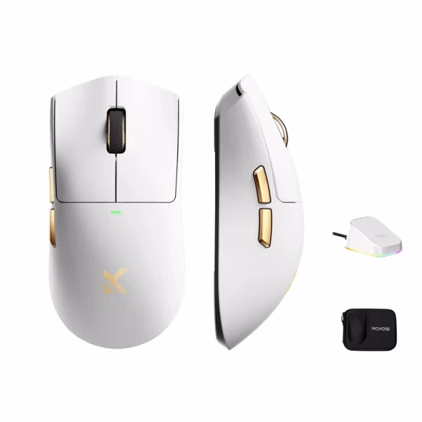 Bežični gaming miš MCHOSE K7 Ultra White God /PAW3950/8KHz pooling/Omron Mechanical
