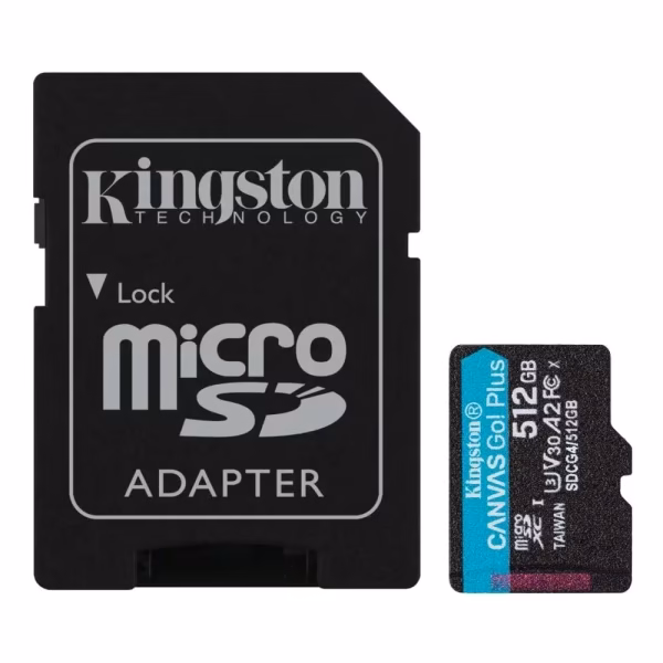 Micro SD Card 512GB Kingston+SD adapter SDCG4/512GB - 200/160 MB/s