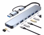 Adapter-konverter USB E-Green USB 3.0/USB 3.1 tip C(M)-USB 3.0+4 xUSB 2.0+2xtip C(7 u2)