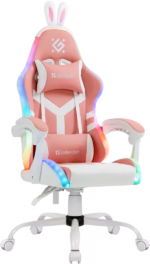 Gaming stolica Defender Ideal/RGB/eko koža/do 110 kg/roze-bela