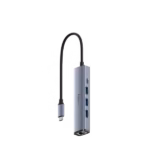 Adapter-konverter Cudy UH605 USB Tip C-3xUSB 3.0+RJ45