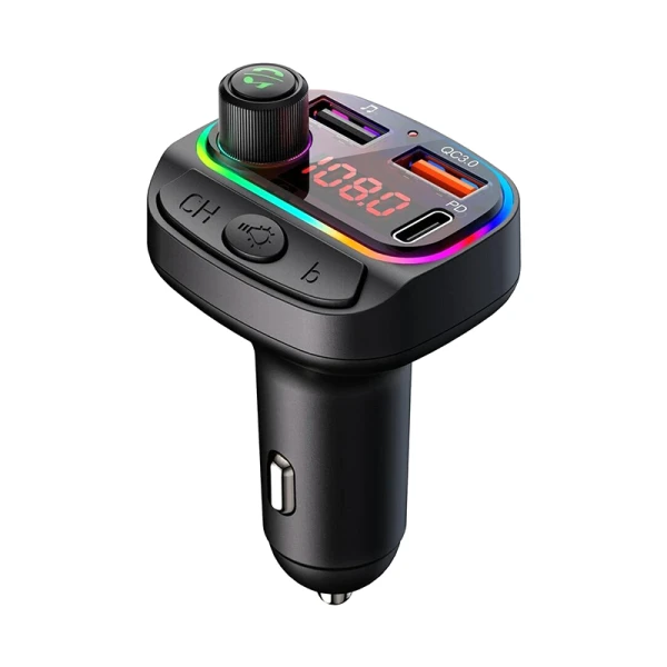 FM Transmiter i punjač Kettz Paya Bluetooth/2xUSB QC3.1/Type-C/LED