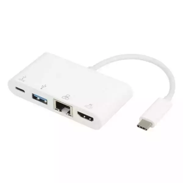 Adapter E-Green USB 3.1 Tip C(M) - HDMI+USB 3.0+Tip C+RJ45(F)