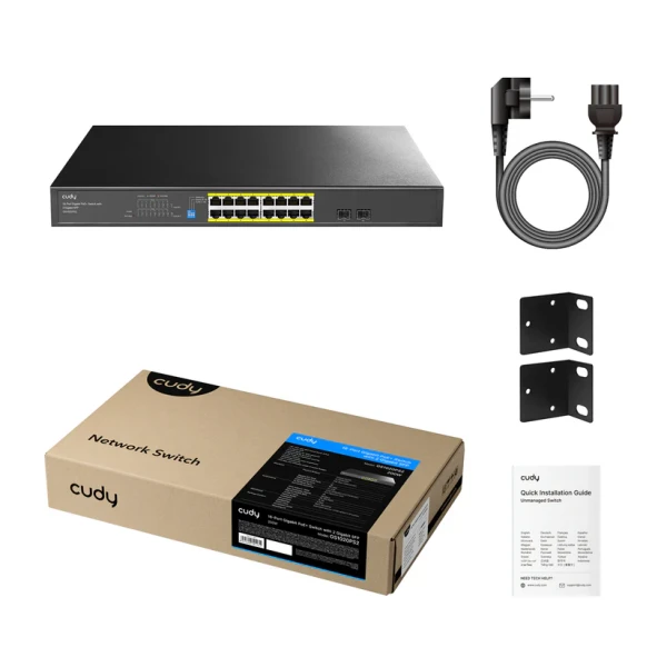 Svič 10/100/1000 16-port Cudy GS1020PS2 PoE+ sa 2x SFP porta 200W