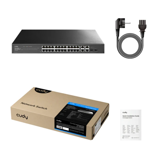 Svič 10/100/1000 26-port Cudy GS1028ES2 Light Managed PoE+ sa 2x combo porta
