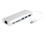 Adapter konvertor TIP C na 2xUSB 3.0+TIP C+RJ45