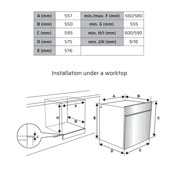 Ugradna rerna Vox EBM 2110 W ventilatorska/zapremina 65l