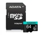 Micro SDXC 64GB A-Data Class 10 + adapter 100/80 MB/s AUSDX64GUI3V30SA2-RA1