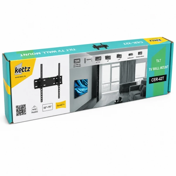 Nosač za TV Kettz CER-42T 32-75/vesa max 400x400/45kg/podesivi