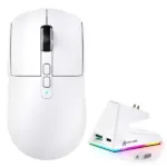 Bežični gaming miš Attack Shark X6 PAW3395/26000 DPI/Superlight/TriMode/White + Charging Dock