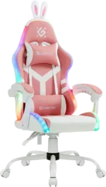Gaming stolica Defender Ideal/RGB/eko koža/do 110 kg/roze-bela