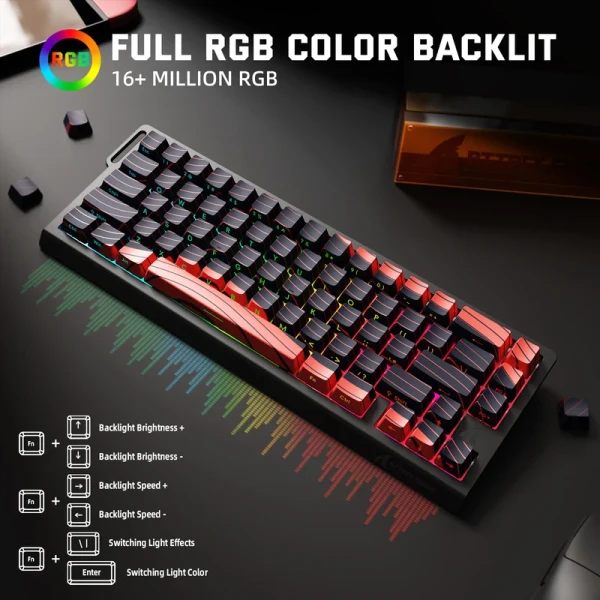 Bežična gaming tastatura Attack Shark X68Pro HE Magnetic Swith/8KHz/TriMode/RT/SnapTap/Black red