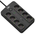 Produžni kabl sa prenaponskom zaštitom sa 8 utičnica MAX MPS-908SB-3M/3m/USB A & USB C port